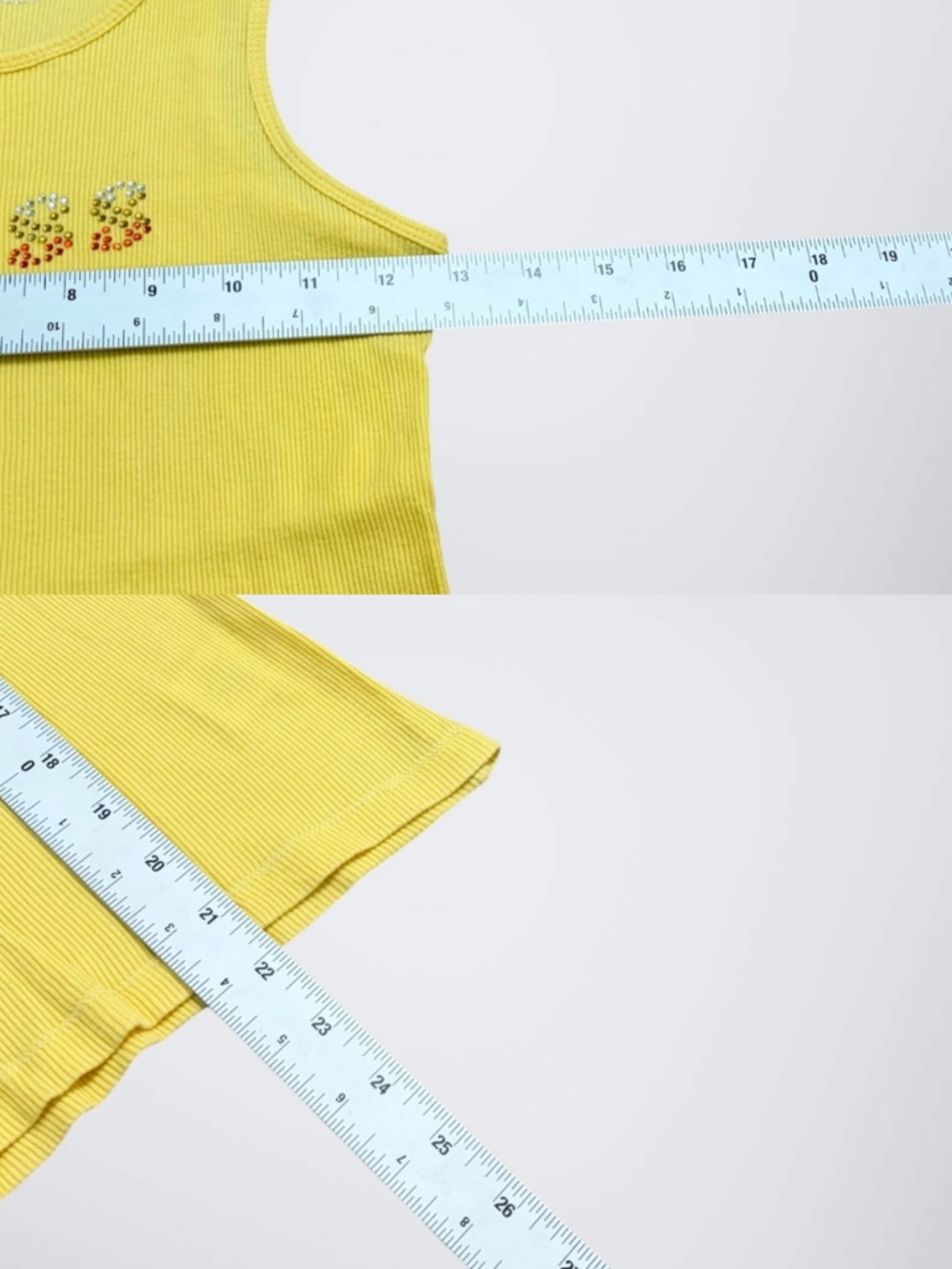 Guess Yellow Rhinestoned Ribbed Tank Top - Picture 7 of 7